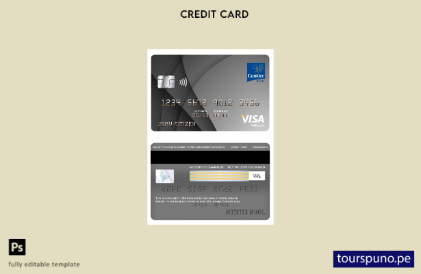 lista para imprimir plantilla de tarjeta visa platino del banco USA Indiana Cent
